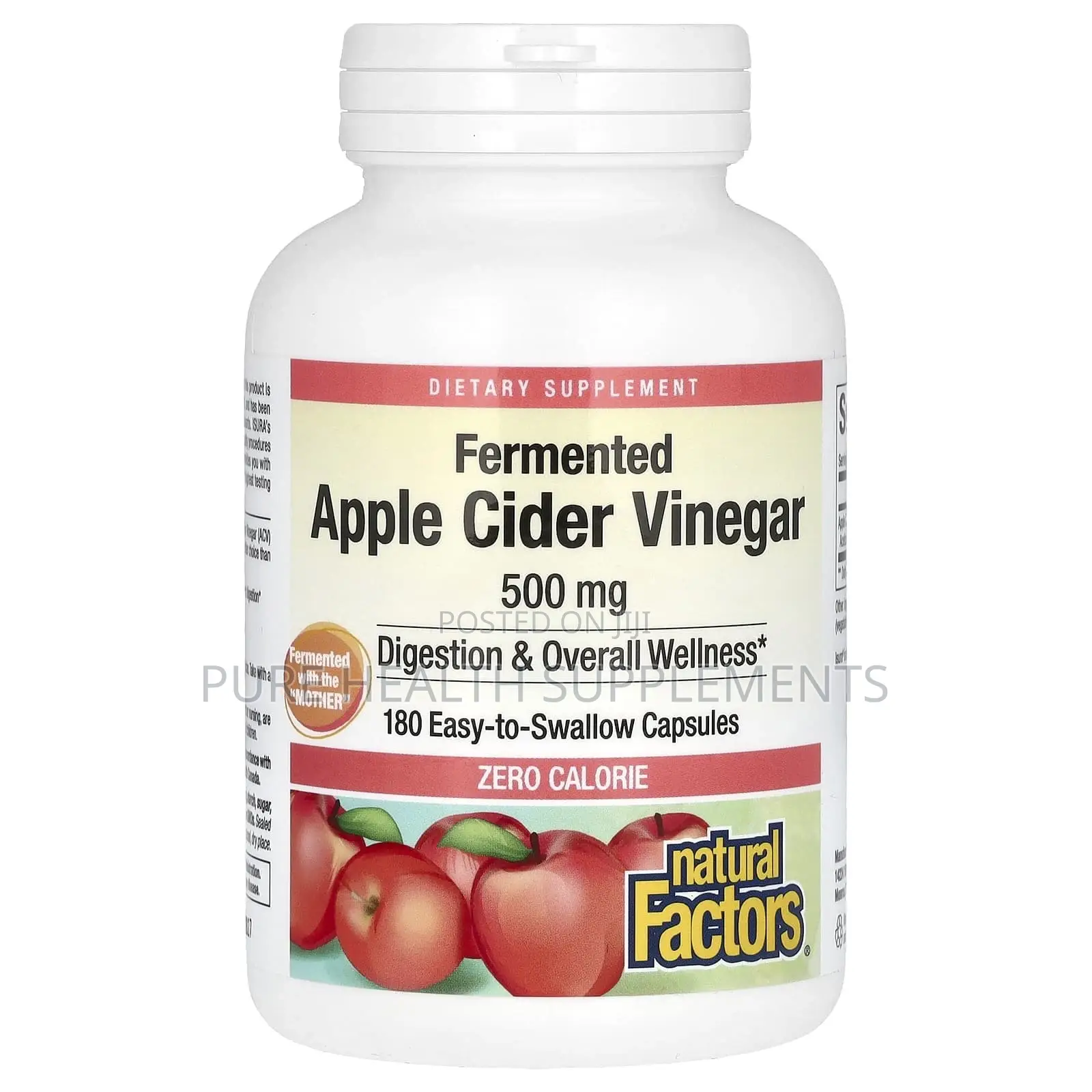 Fermented Apple Cider Vinegar With the Mother, 500mg, 180 Capsules