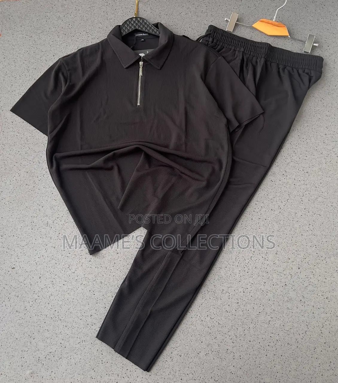 Men’S Quality Zipper Polo Top and Down Set