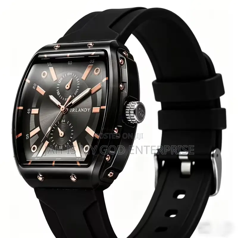 Irlandy Boys and Girls Fashion Casual Barrel-Shaped Quartz Watch-Black