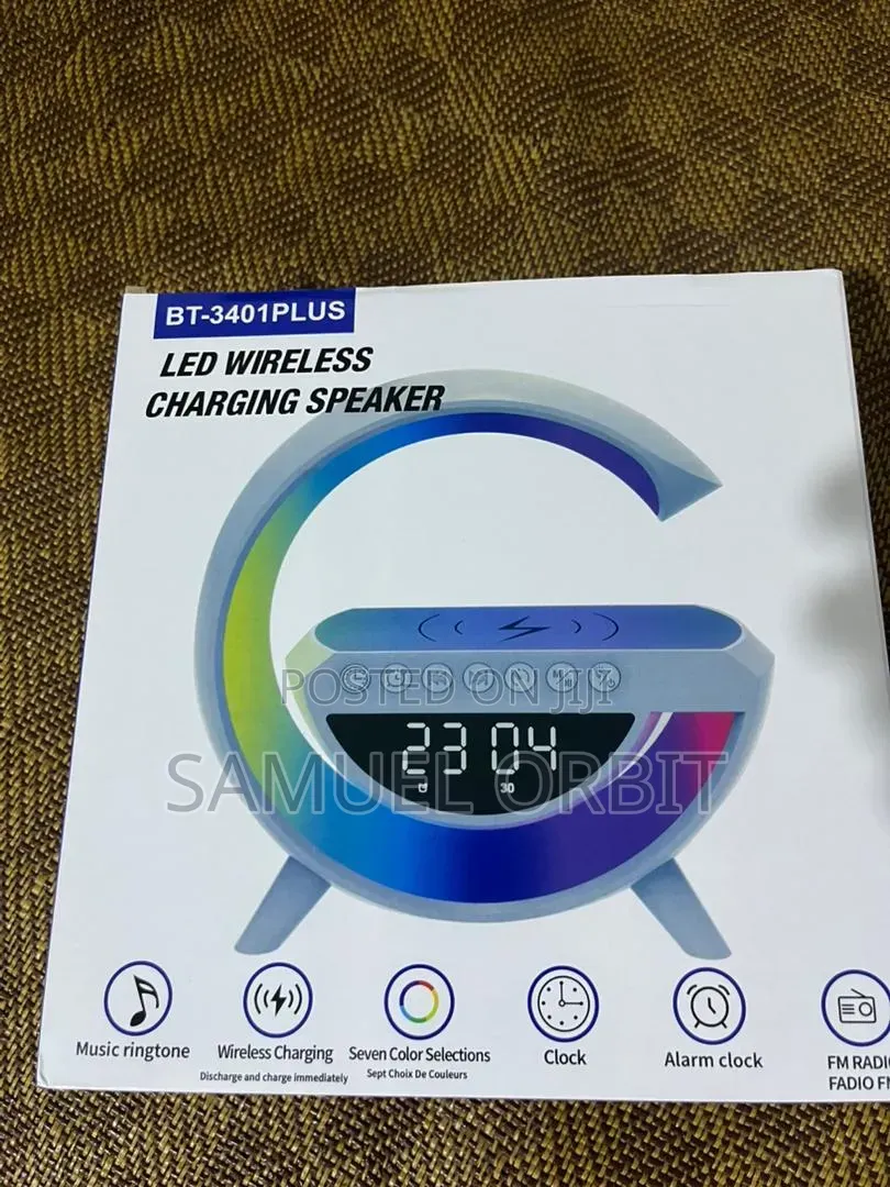 Led Wireless Charging Speaker With Light,Alarm Clock Fm Radio