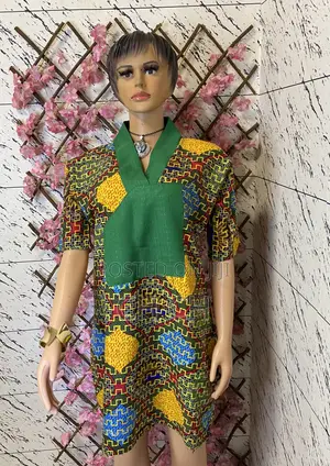 Beautiful Green Multicolored Ankara African Print Design Bubu Dress