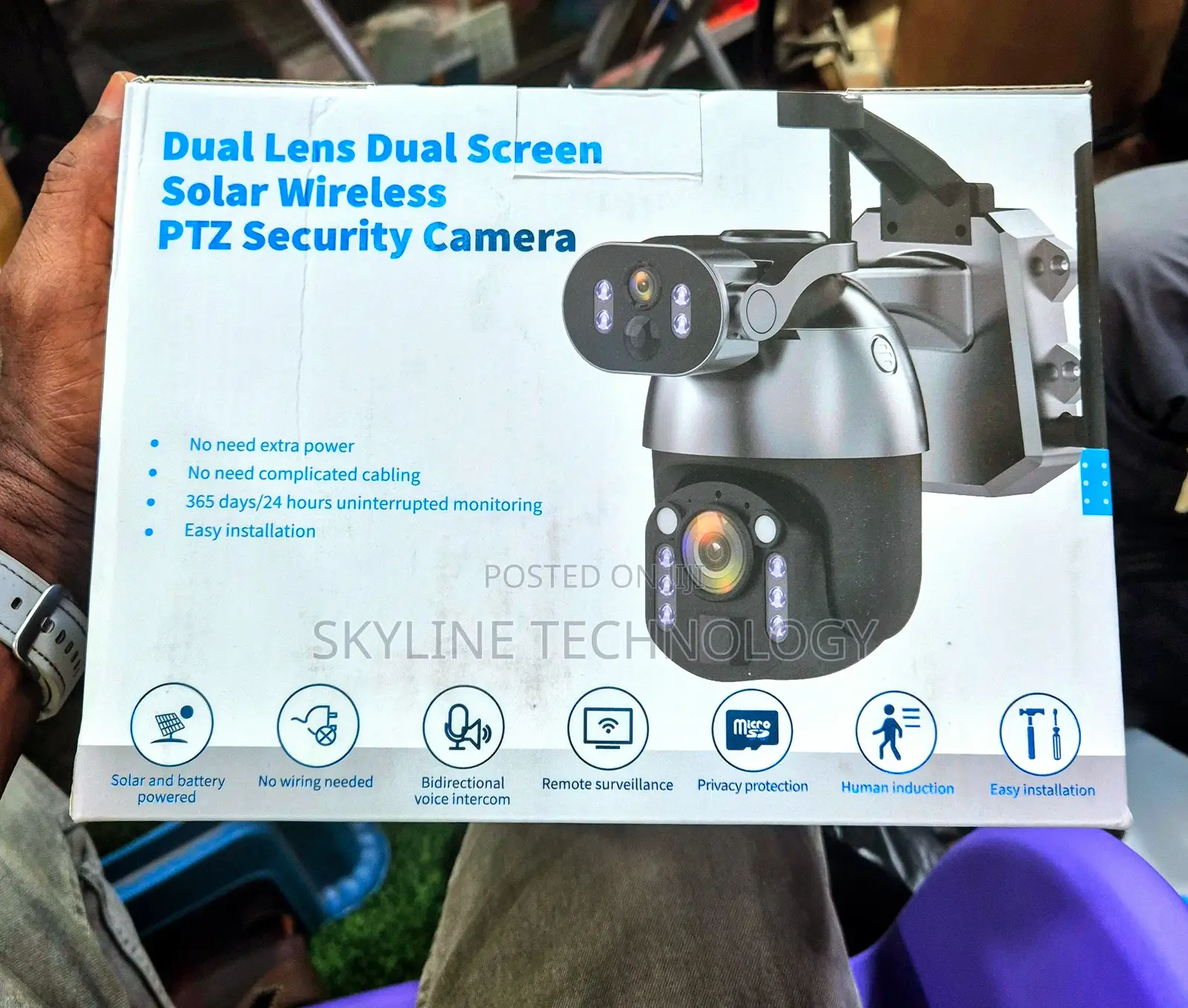 True Color Ubox Dual Lens CCTV Camera With Dual Solar Panels
