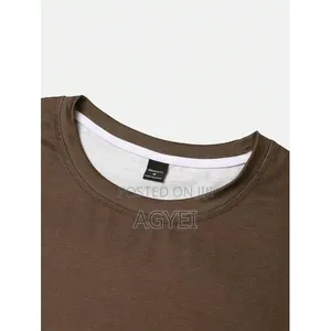 Men’S Gradient Color Short Sleeve T-Shirt – Brown White Casual Tee