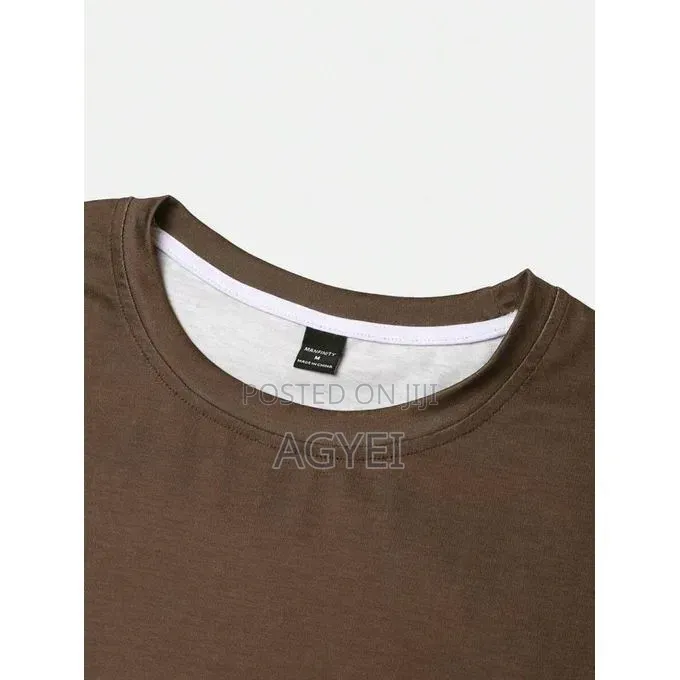 Men’S Gradient Color Short Sleeve T-Shirt – Brown White Casual Tee
