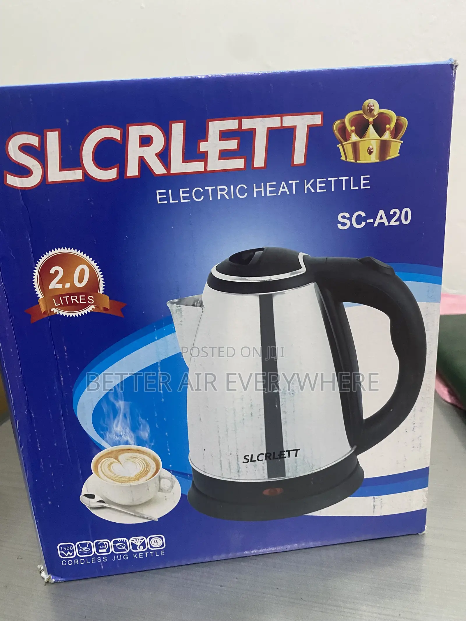 Slcrlett 2.0 Litres Electric Kettle Silver/Black