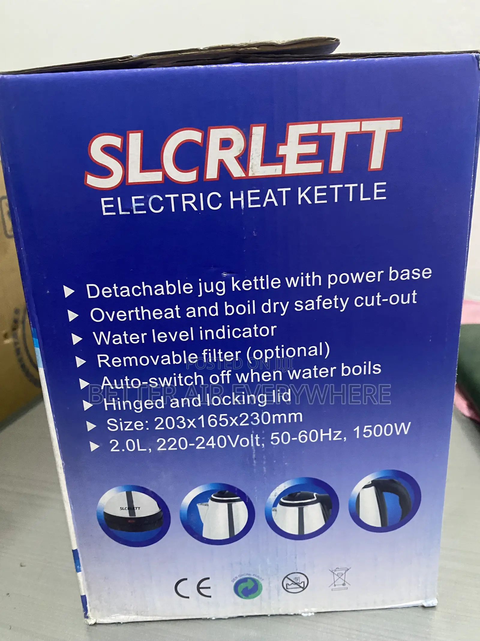 Slcrlett 2.0 Litres Electric Kettle Silver/Black