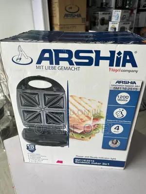 Arshia 3-in-1 Sandwich and Waffle Maker (1200w) – Non-Stick, 4 Slice
