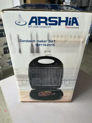 Arshia 3-in-1 Sandwich and Waffle Maker (1200w) – Non-Stick, 4 Slice