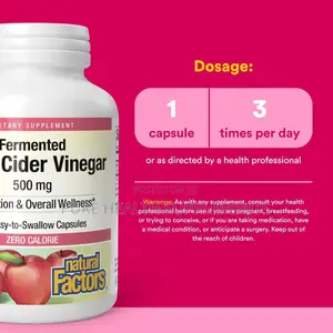 Fermented Apple Cider Vinegar With the Mother, 500mg, 180 Capsules