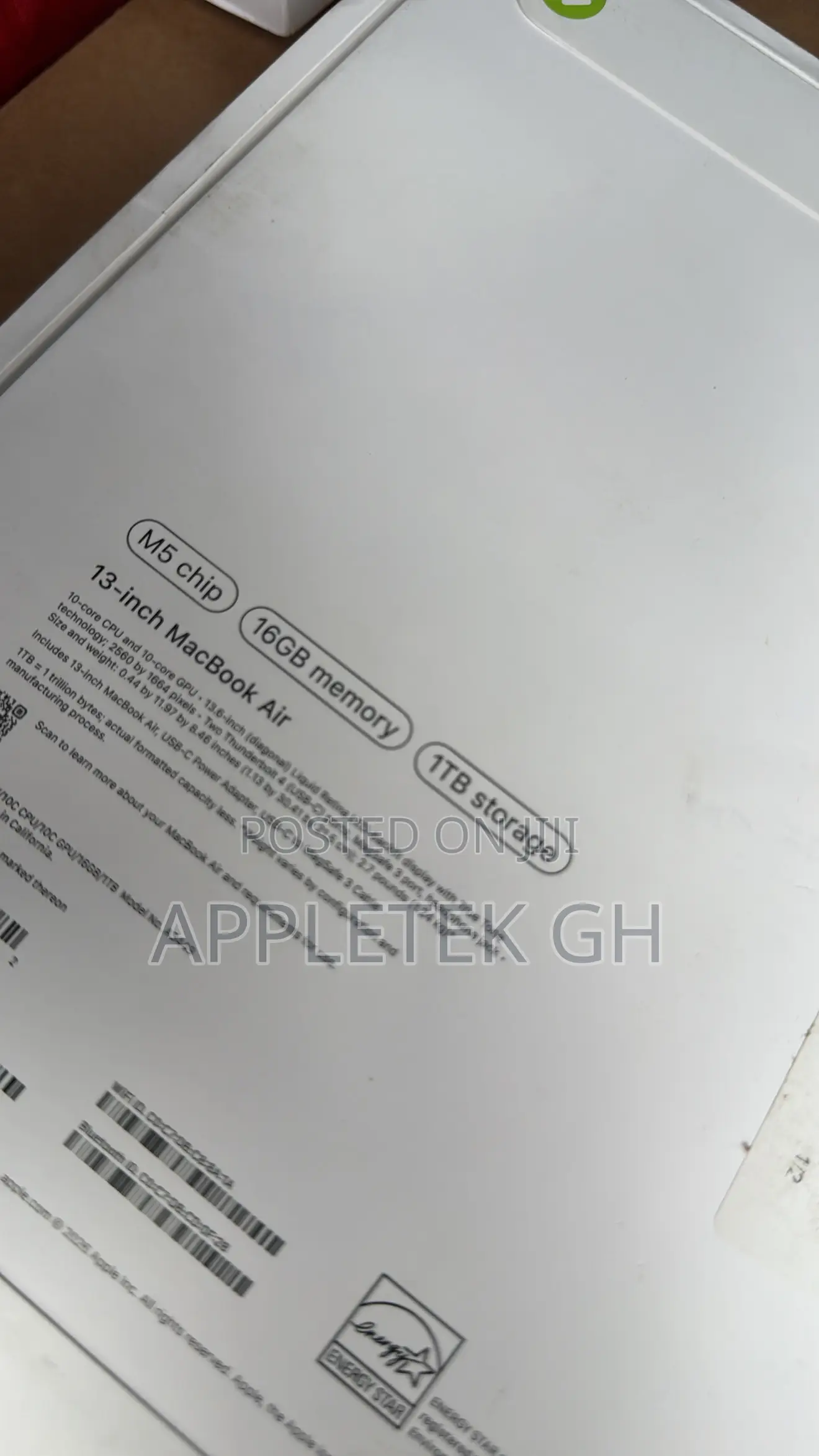 New Laptop Apple MacBook Air 2026 M5 16GB Apple M5 SSD 1T