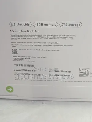New Laptop Apple MacBook Pro 2026 M5 Max 48GB Apple M5 Max SSD 2T