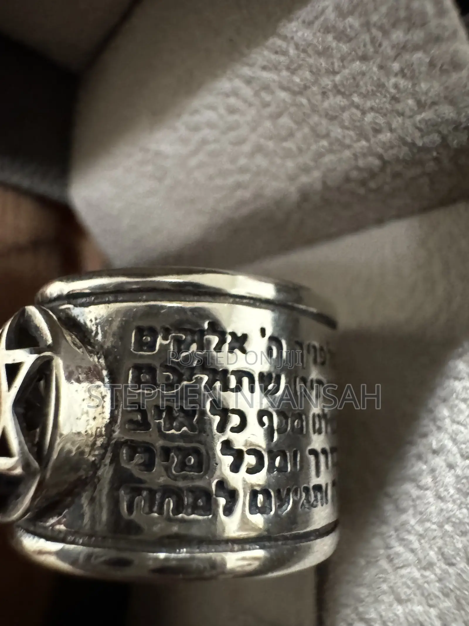 Kabbalistic Protection and Luck Ring With Gem Stone