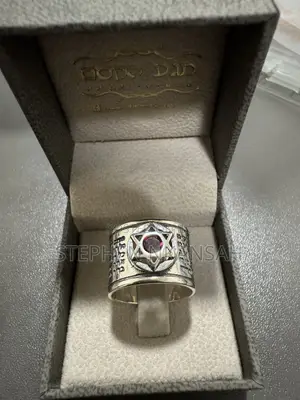 Kabbalistic Protection and Luck Ring With Gem Stone
