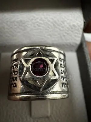 Kabbalistic Protection and Luck Ring With Gem Stone