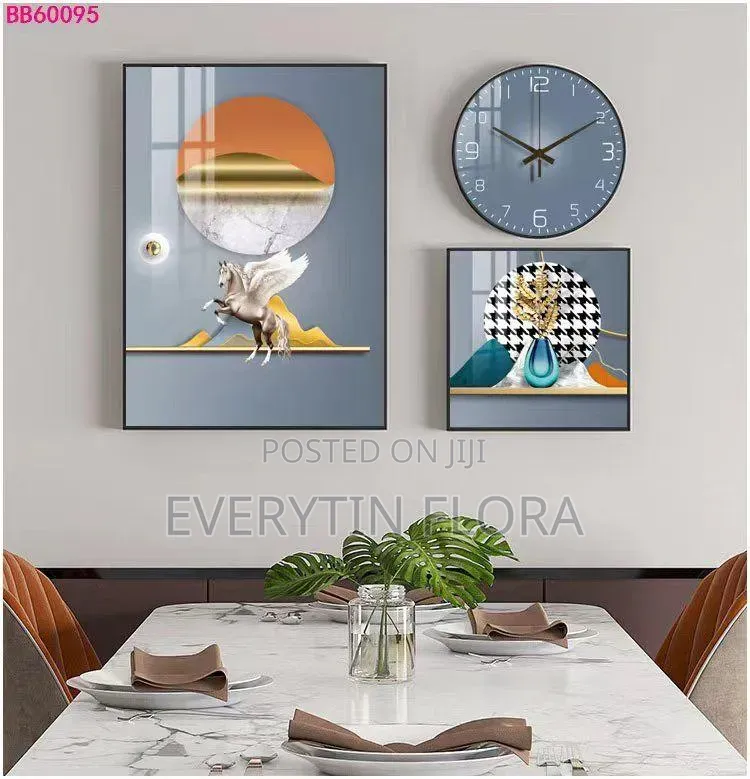Wall Hanging Set – Canvas Art + Silent Clock*