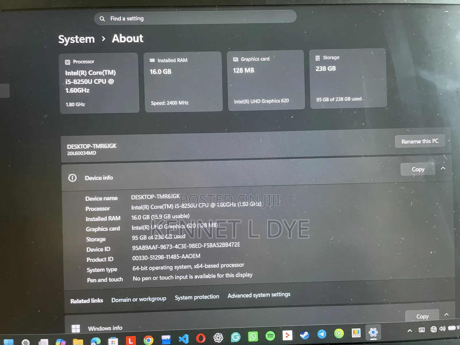 Laptop Lenovo ThinkPad T480 16GB Intel Core i5 SSD 256GB