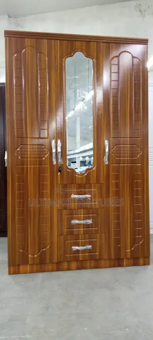 Elegant 3-Door Wooden Wardrobe With Mirror | Spacious Classic Bedroom