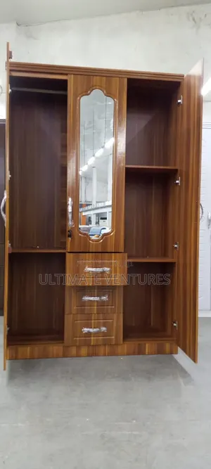 Elegant 3-Door Wooden Wardrobe With Mirror | Spacious Classic Bedroom