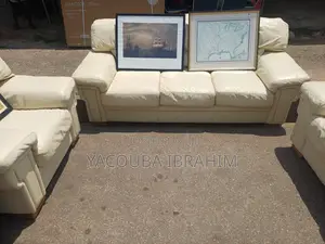 Cream Leather Sofa 3+1+1