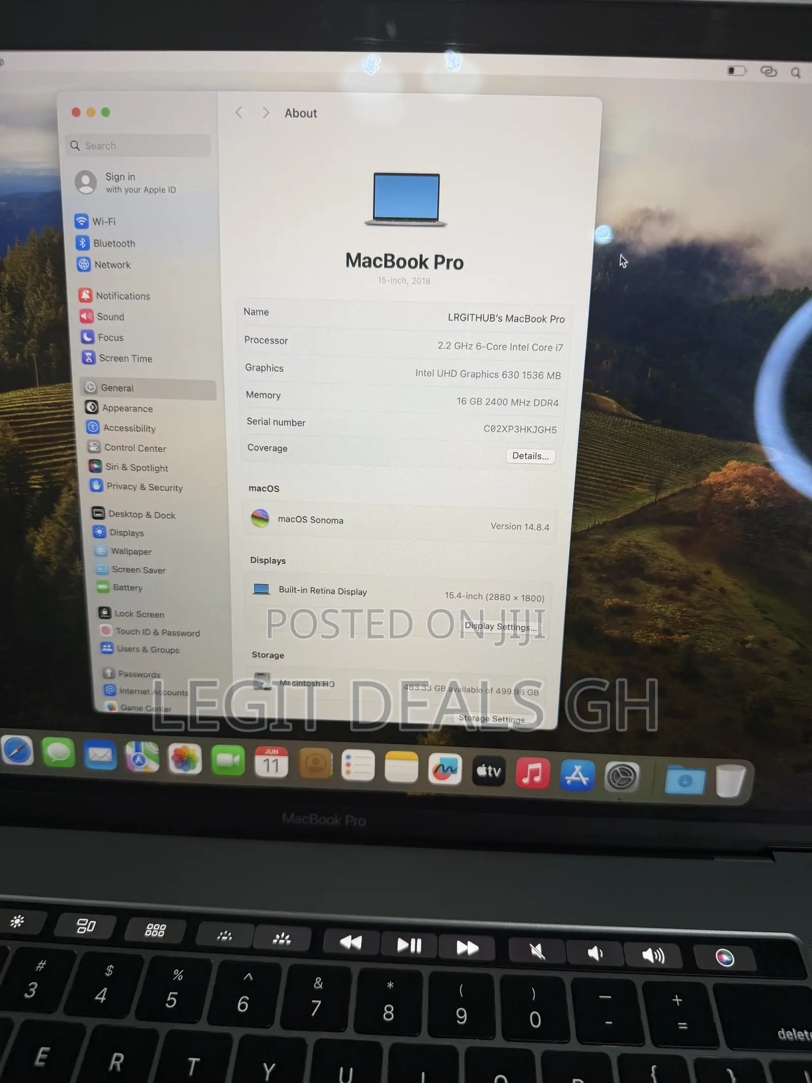 Laptop Apple MacBook Pro 2018 16GB Intel Core i7 SSD 512GB