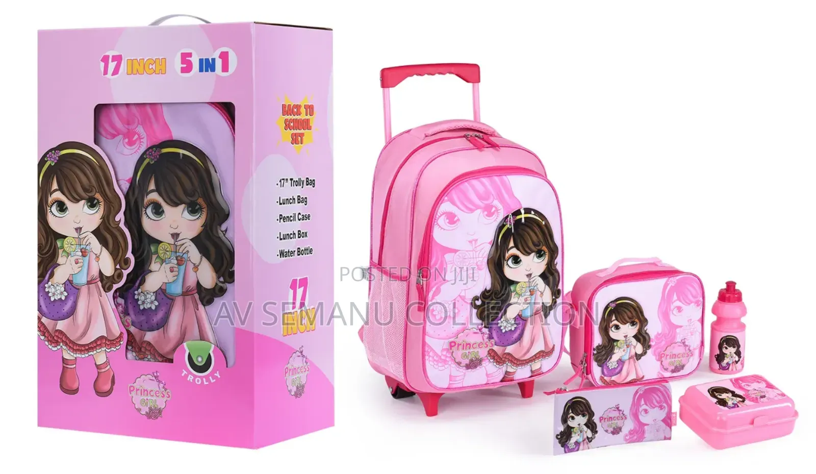 Kids Disney 5 Pieces Set Trolley Bagpack