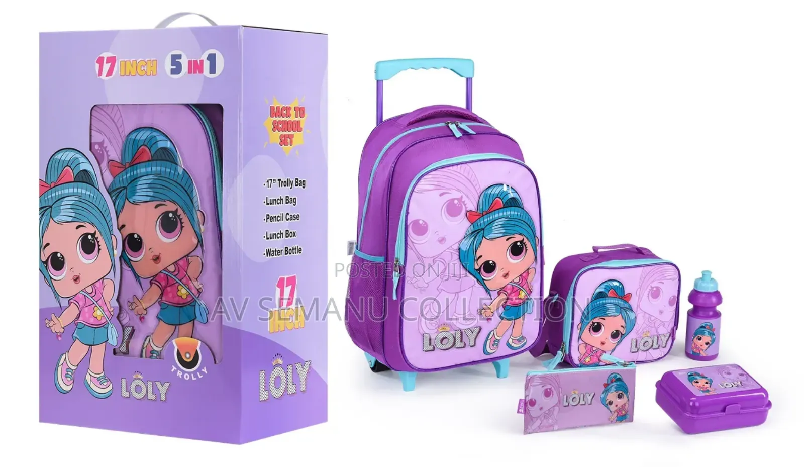Kids Disney 5 Pieces Set Trolley Bagpack