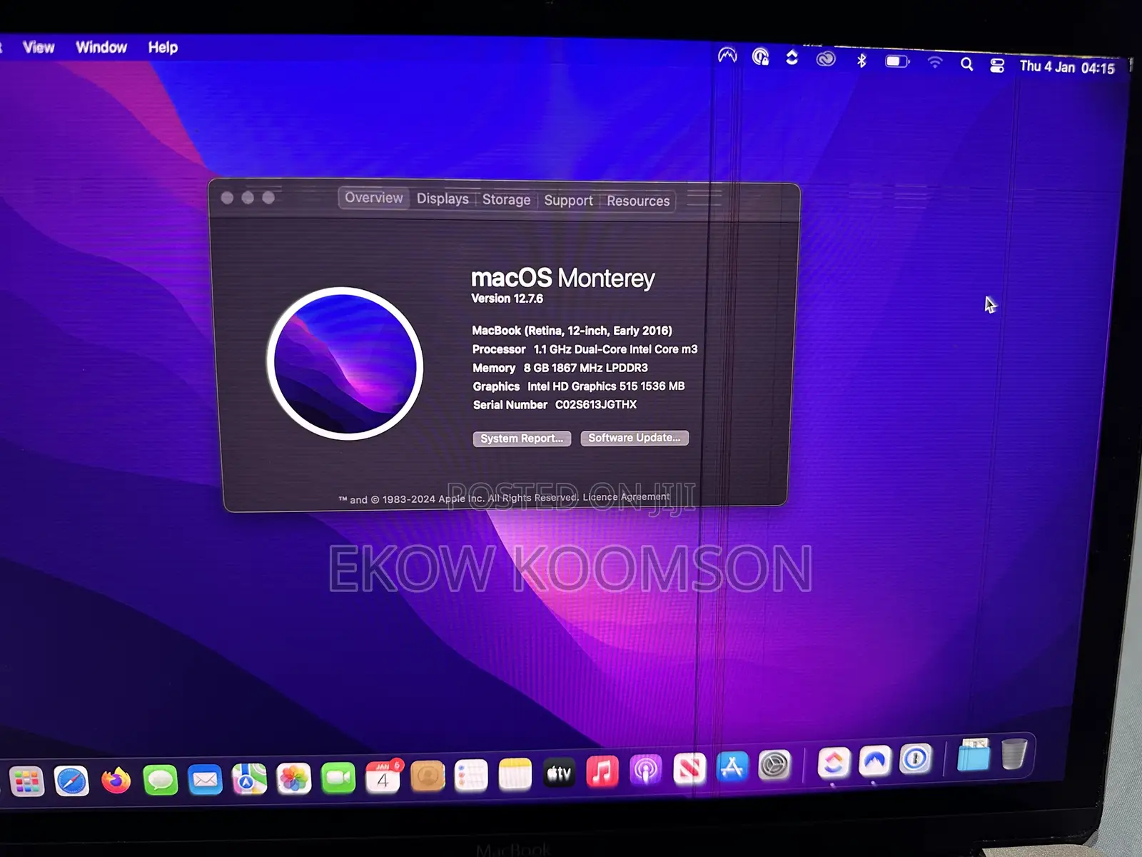 Laptop Apple MacBook 2016 8GB Intel Core i5 SSD 256GB