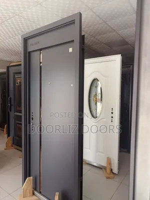 Black Elegant Single Security Door With It's Accessories