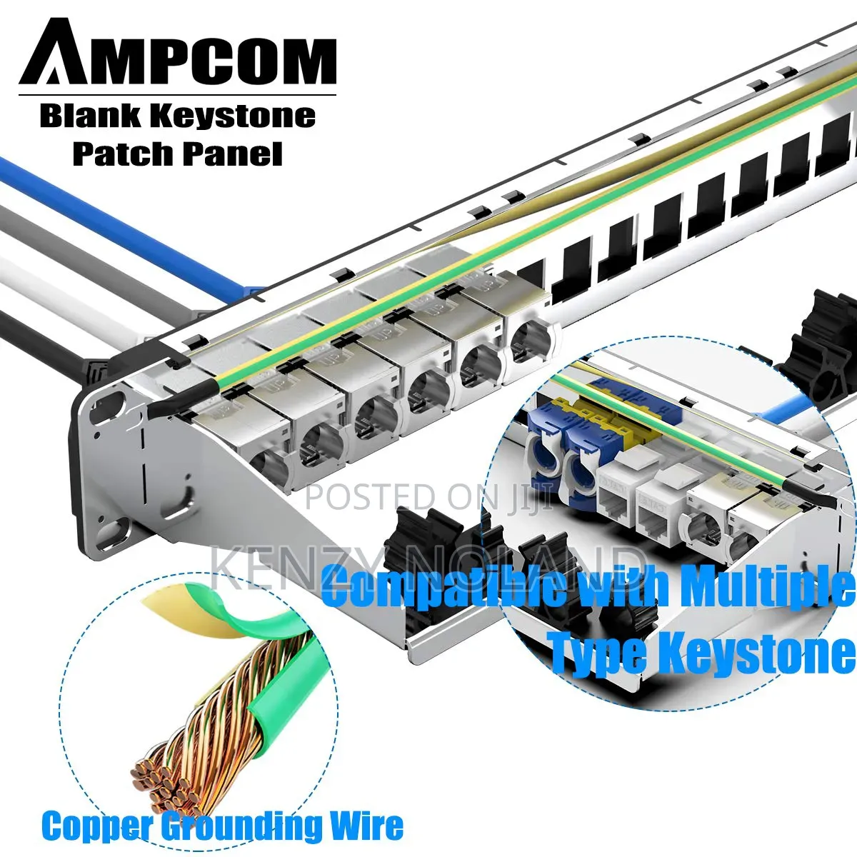 Ampcom 24 Ports 1u Blank Keystone Patch Panel