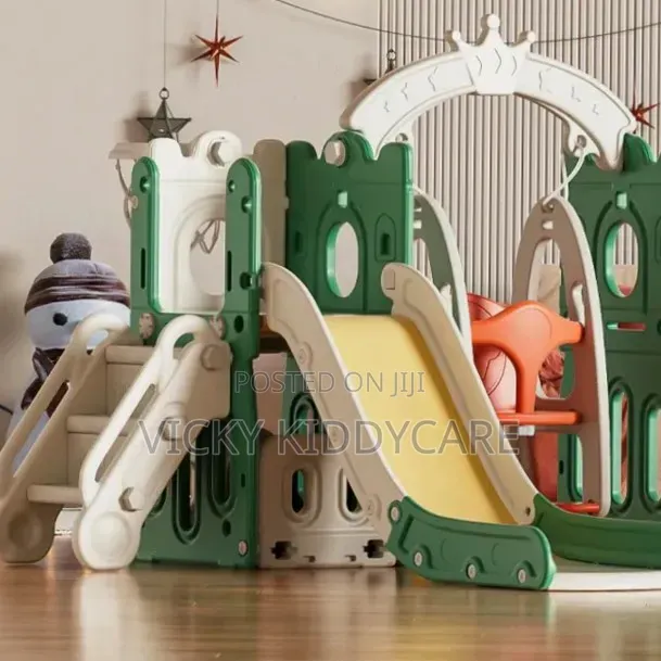 Outdoor and Indoor Play House Combination Slide and Swing Set,