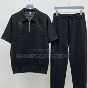 Men’S Print Zip Casual Top and Down Trousers
