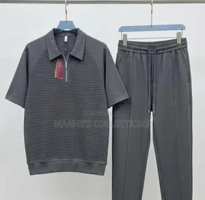 Men’S Print Zip Casual Top and Down Trousers