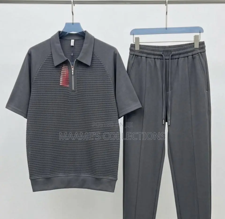 Men’S Print Zip Casual Top and Down Trousers