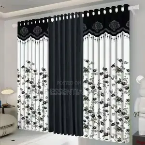 Elegant 3in1 Flower Curtains Luxury Window Drapes