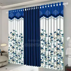 Elegant 3in1 Flower Curtains Luxury Window Drapes
