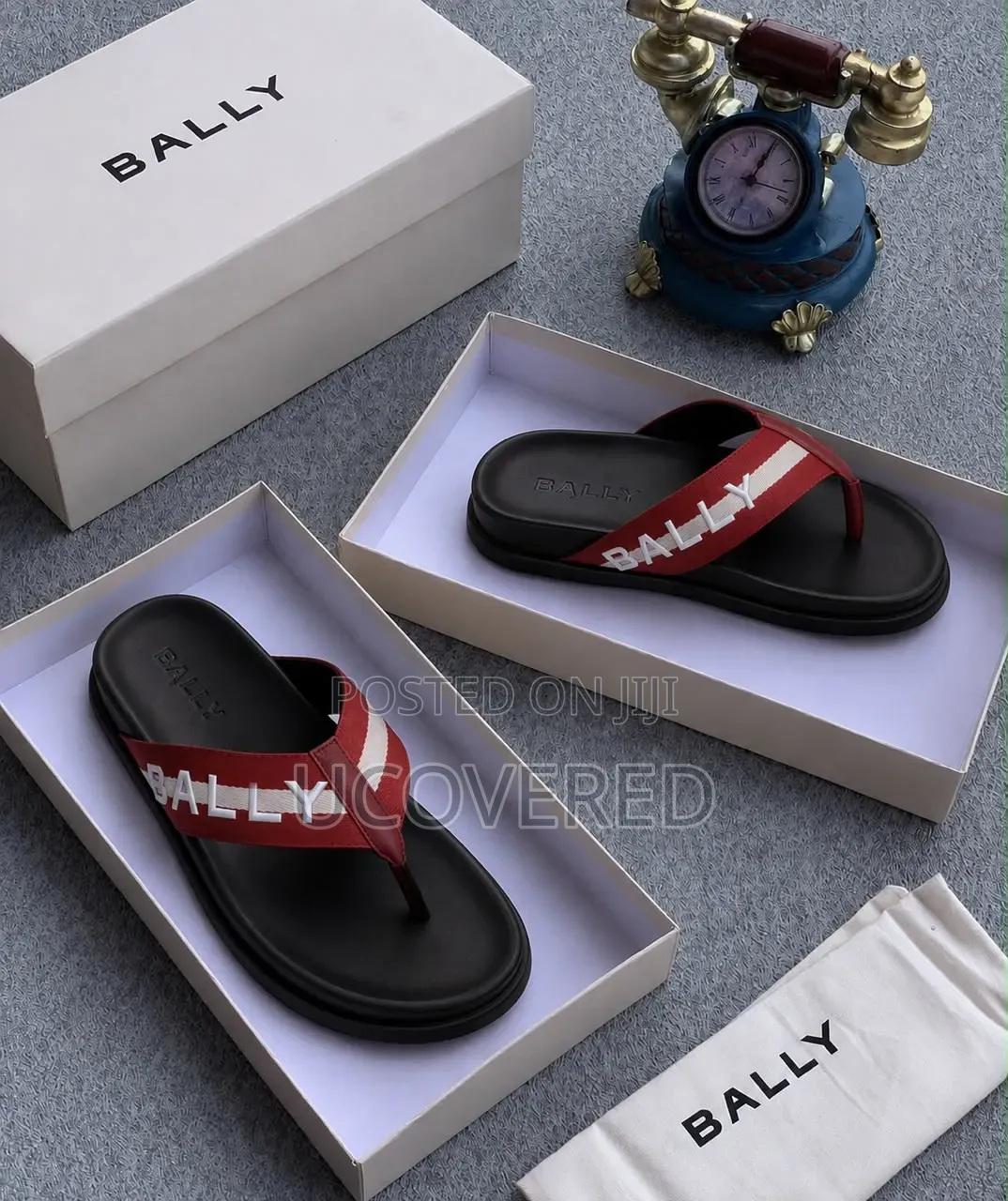Bally Branded Black Leather Thong Sandals