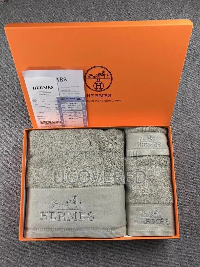 3-Piece Hermès Branded Cotton Towel Sets