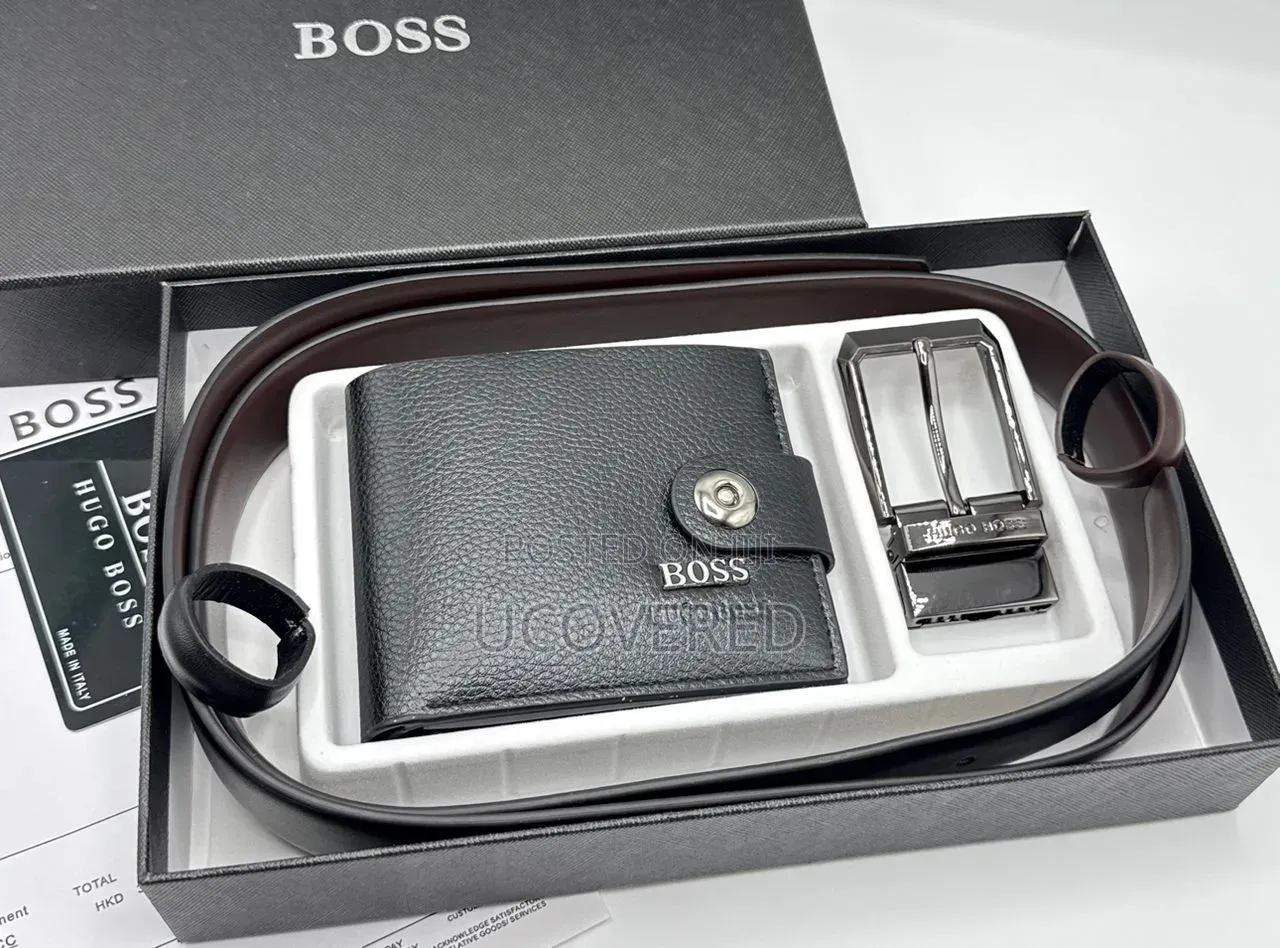 Branded Men's Wallet + Belt Gift Sets