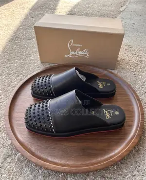 Christian Louboutin Black Leather "Spikey" Half Shoes