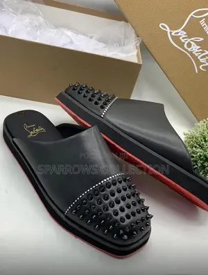 Christian Louboutin Black Leather "Spikey" Half Shoes