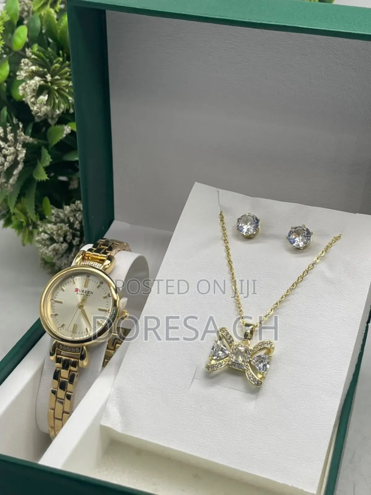 Curren Ladies Watch, Necklace Earrings Set –Elegant Gift Set for Her