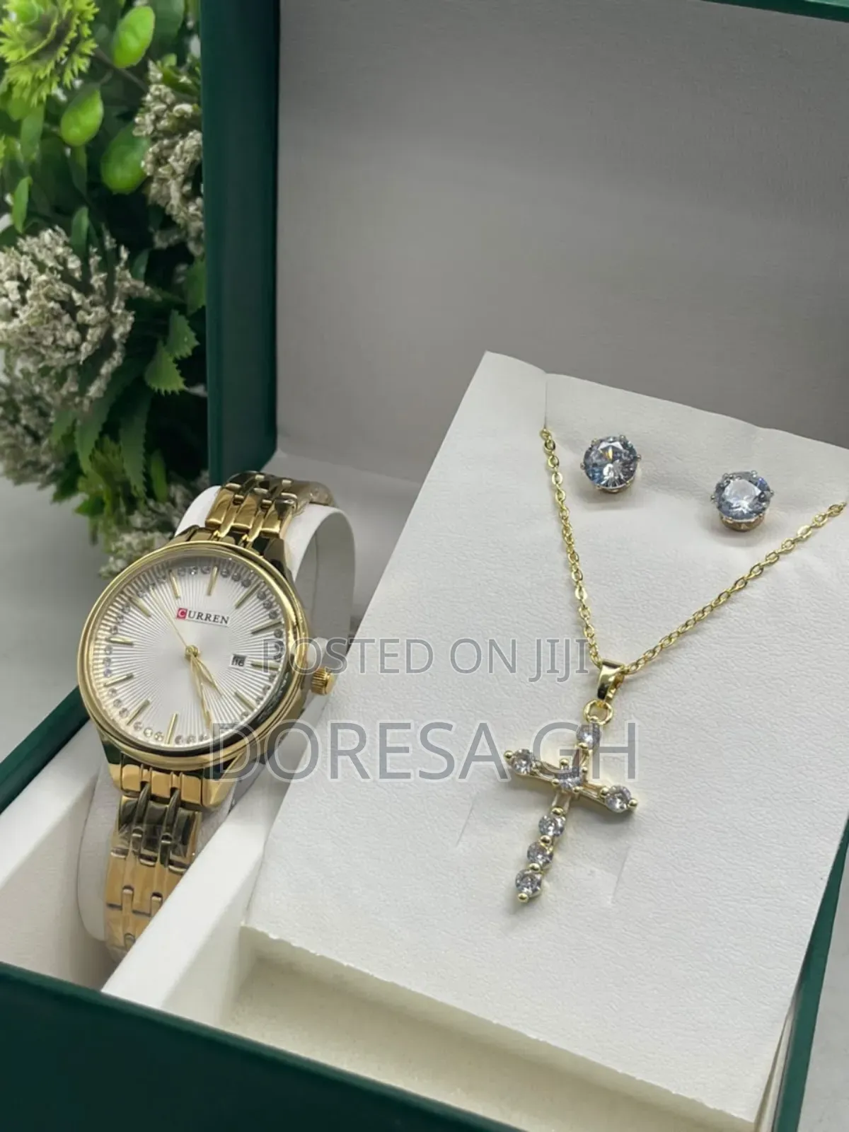 Curren Ladies Watch, Necklace Earrings Set –Elegant Gift Set for Her