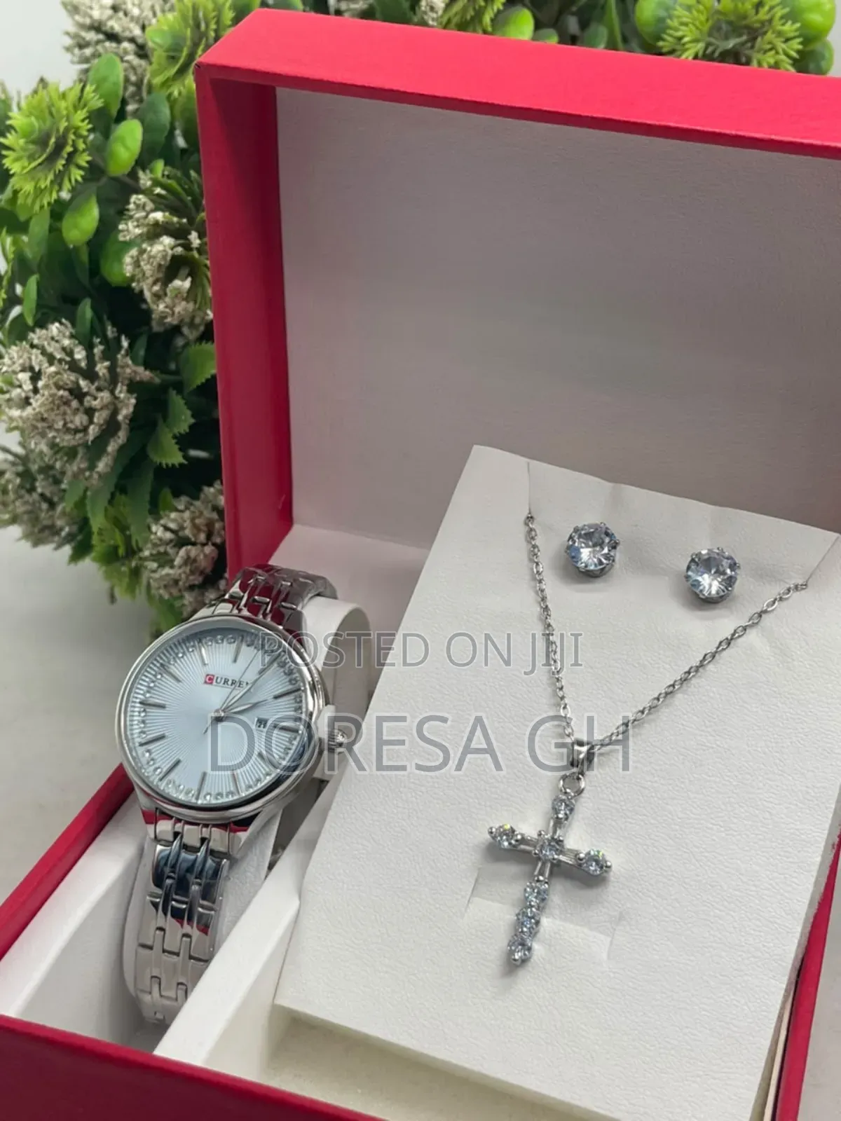 Curren Ladies Watch, Necklace Earrings Set –Elegant Gift Set for Her