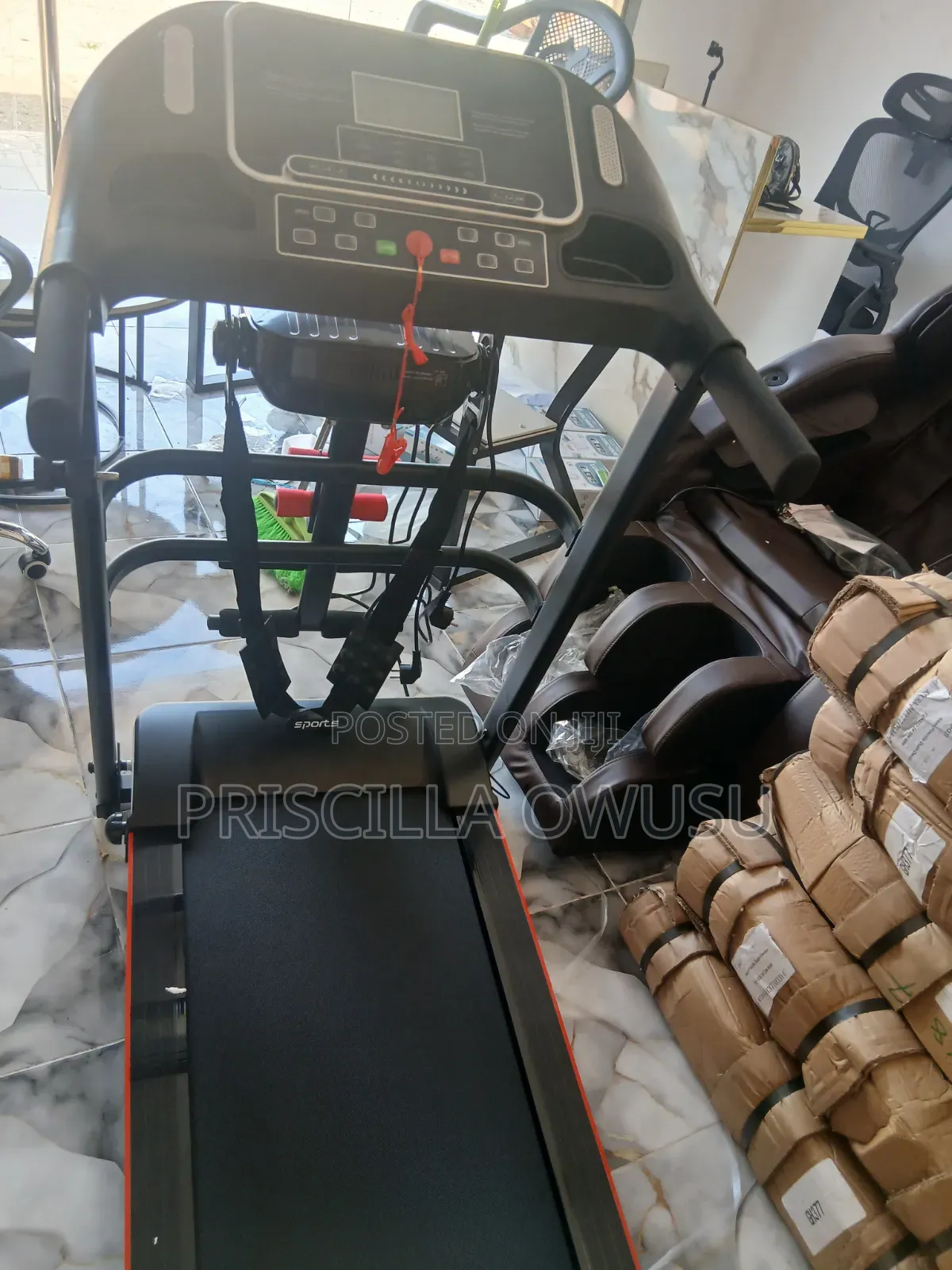 Electric Treadmill With Dumbbells and Massager