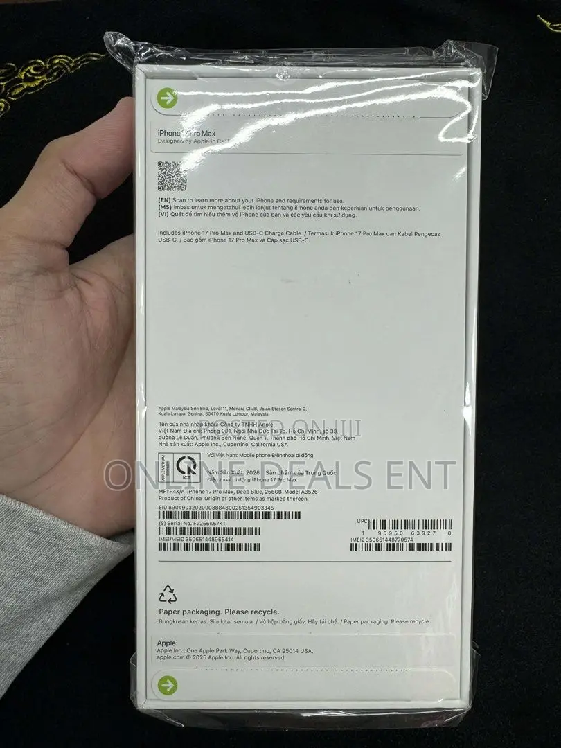 New Apple iPhone 17 Pro Max 1 TB Blue