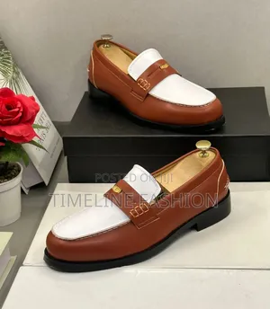 Coffee Brown and White Prada Milano Men's Leather Shoes