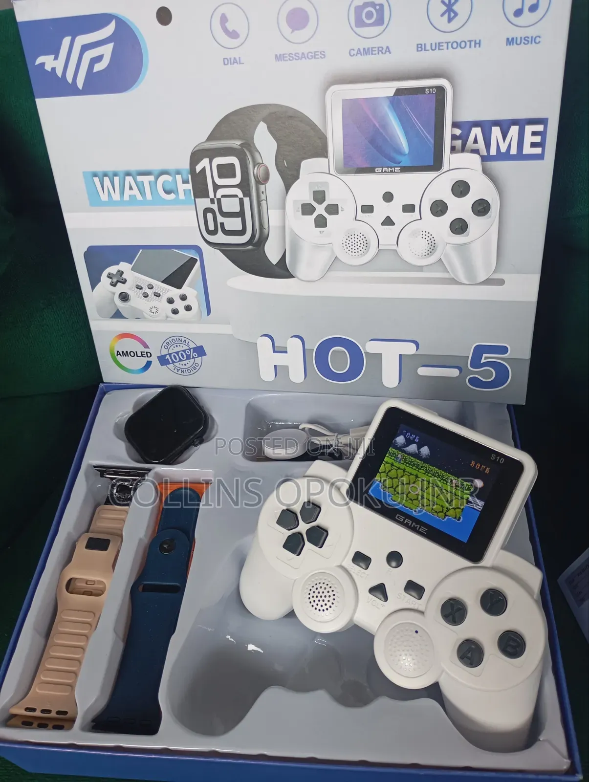 Hot-5 Series 10 Smartwatch + Gaming Console (520 Games) + 4 Straps Set