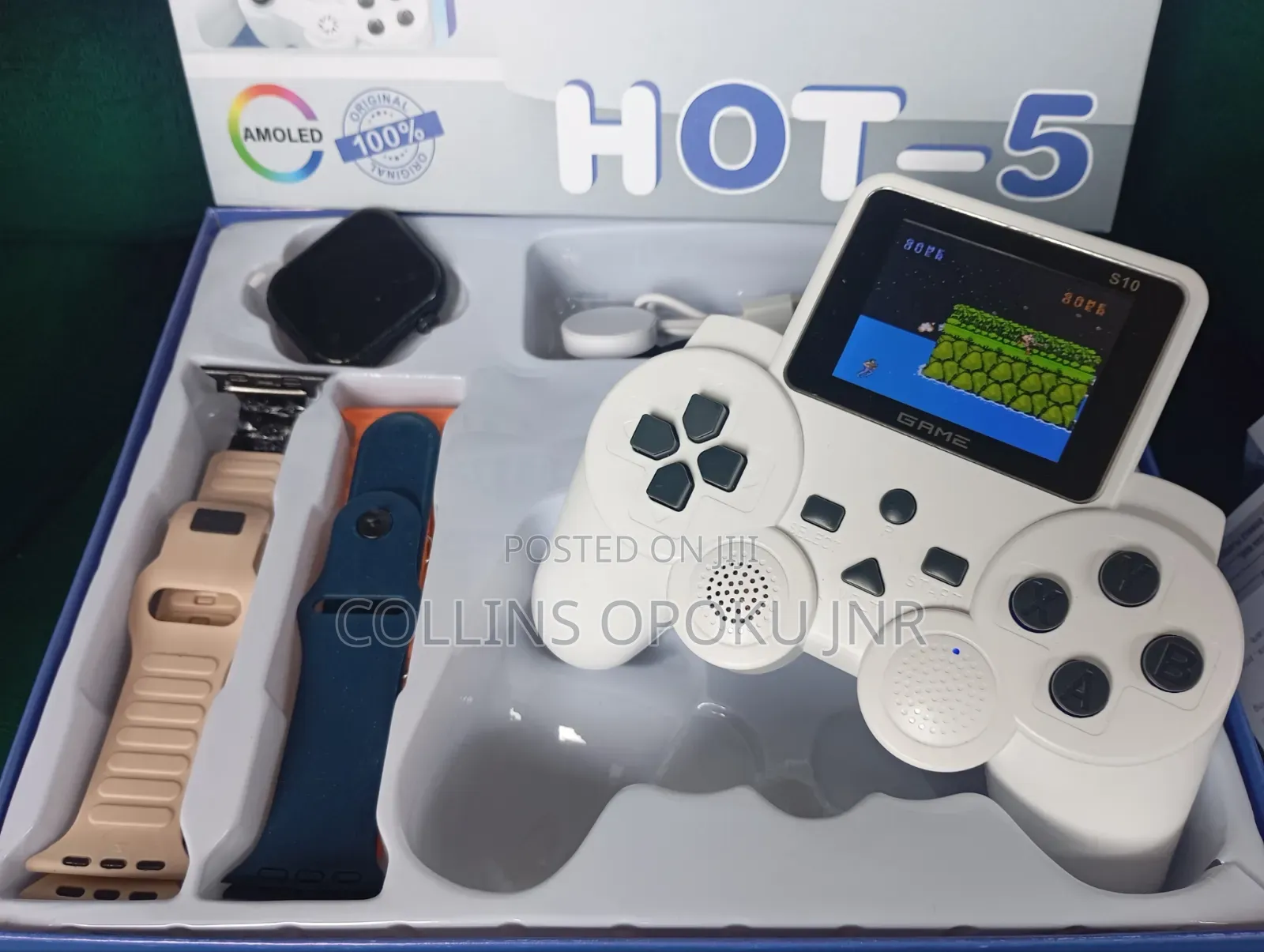 Hot-5 Series 10 Smartwatch + Gaming Console (520 Games) + 4 Straps Set