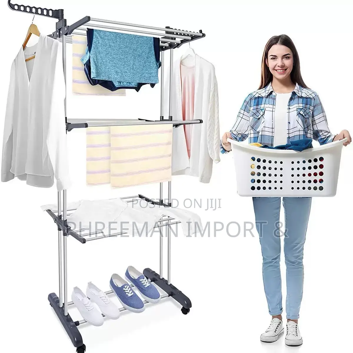 Multi-Layer Movable Clothes Drying Rack