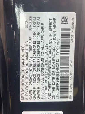 Honda CR-V EX-L AWD 2024 Black